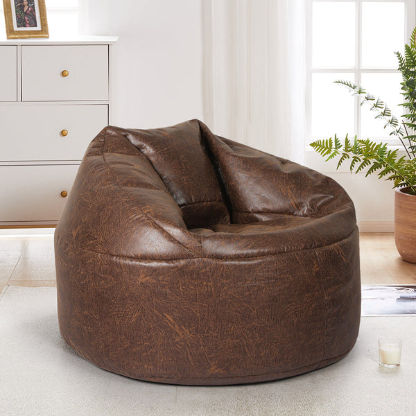 Marlow Bean Bag Chair Cover Pu Couch Brown Bean Bags & Inflatables