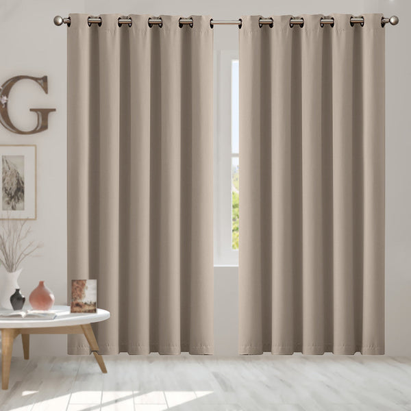 2X Blockout Curtains Panels 3 Layers Beige 180 230Cm Curtains & Drapes