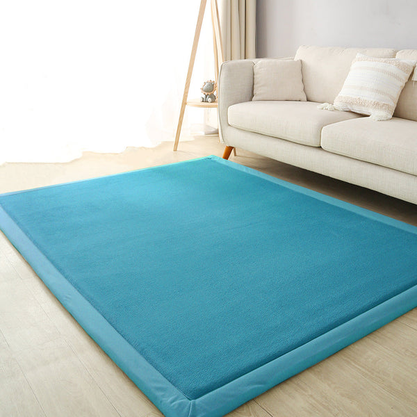 Marlow Coral Velvet Area Large Mat 180X200cm Blue Rugs