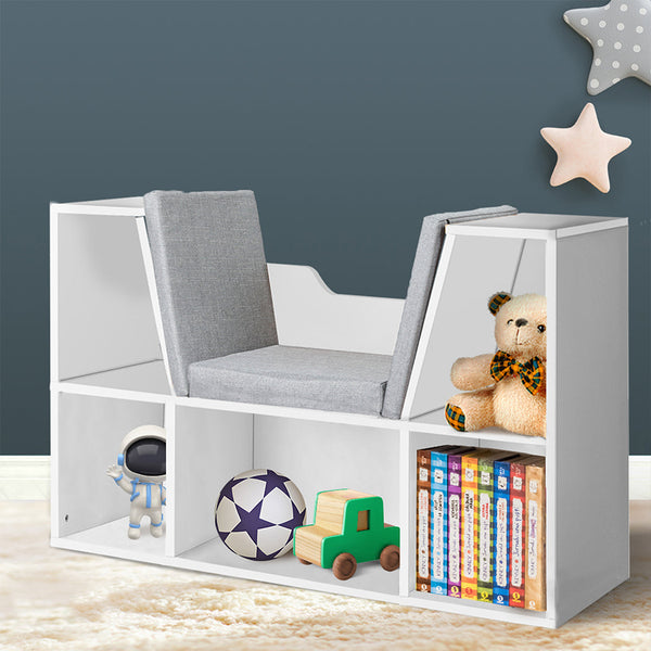 Levede Kids Bookcase Toy Box Shelf White Storage Organizer For Playroom Bedroom Bookshelves