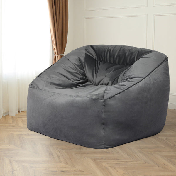Marlow Bean Bag Chair Cover Soft Velvet Dark Grey Bean Bags & Inflatables