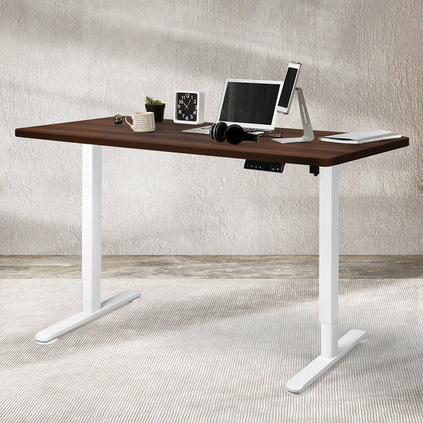 Levede Motorised Standing Desk Height 120Cm Walnut 800X 1.5Mm White Frame Standing Desks