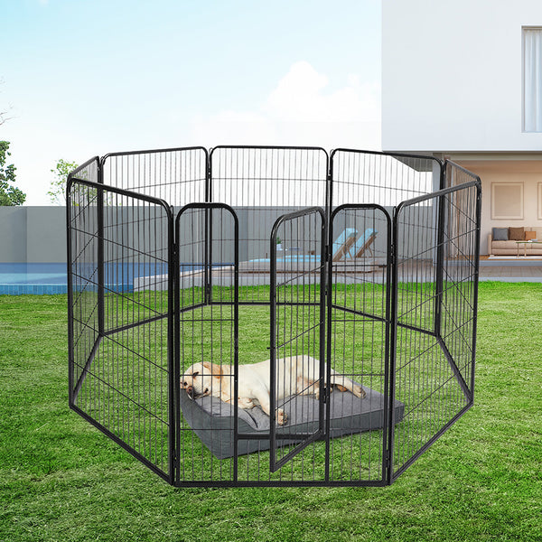 Pawz 8 Panel Pet Dog Playpen Puppy Exercise Black 2.5Kg Venison Fences & Pens