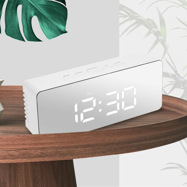 Alarm Clock Digital Led Mirror Desk White Alarm Clocks & Clock Radios