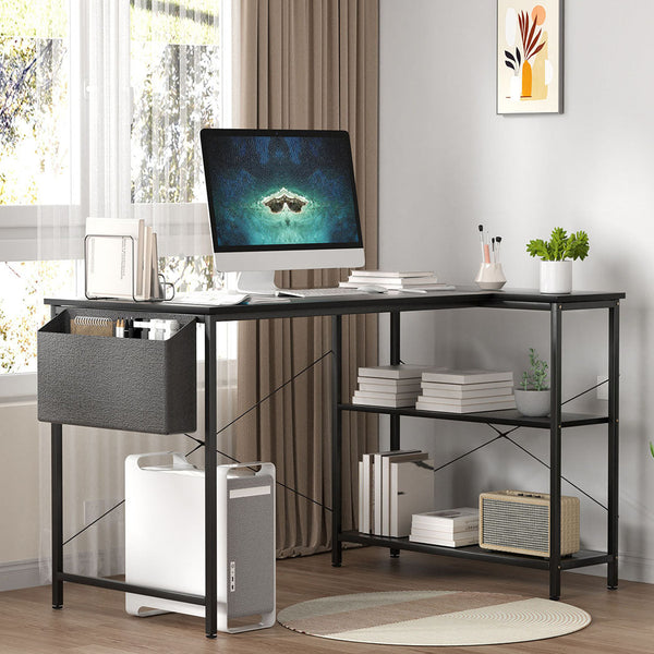 Levede Shaped Computer Desk Corner Black Home Office Desks