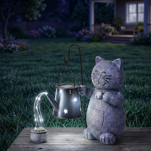Emitto Cat Solar Garden Statue Weatherproof Led Light Decor Ornaments & Statues