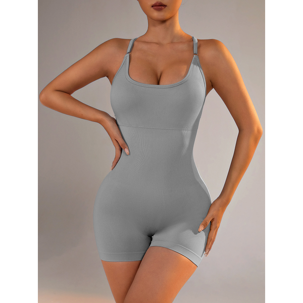 Size Xs Light Grey Nylon Seamless Yoga Bodysuit Women's Athletic Romper Crisscross Back Workout Jumpsuit Jumpsuits Rompers & Playsuits