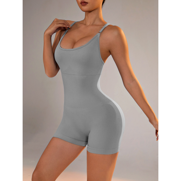 Size Xs Light Grey Nylon Seamless Yoga Bodysuit Women's Athletic Romper Crisscross Back Workout Jumpsuit Jumpsuits Rompers & Playsuits