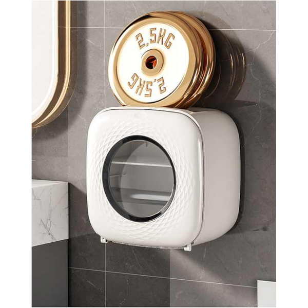 Elosung Light Khaki Wall Mounted Bathroom Tissue Box Waterproof Paper Towel Dispenser With Storage Shelf No Drill Design(Tissue Only) Tissue Box Cover