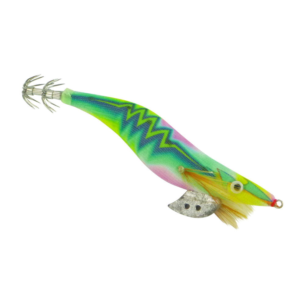 Finesse Rumoika Squid Jig Lime Glow 3.5 2 Pack Baits & Lures