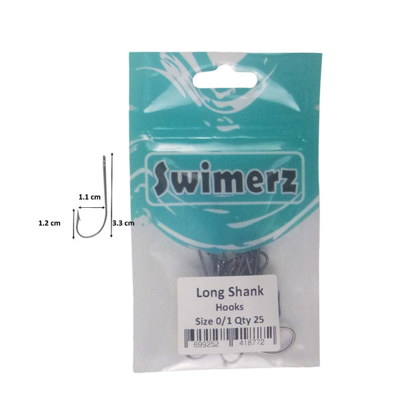 Swimerz 0/1 Long Shank Worm Hook O'shaunessy Style Qty 25 Hooks