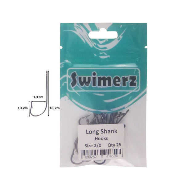 Swimerz 2/0 Long Shank Worm Hook O'shaunessy Style Qty 25 Hooks