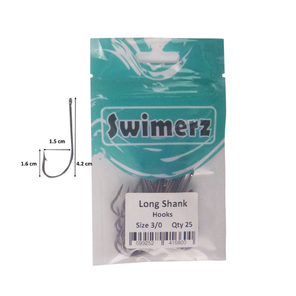 Swimerz 3/0 Long Shank Worm Hook O'shaunessy Style Qty 25 Hooks