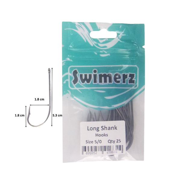 Swimerz 5/0 Long Shank Worm Hook O'shaunessy Style Qty 25 Hooks