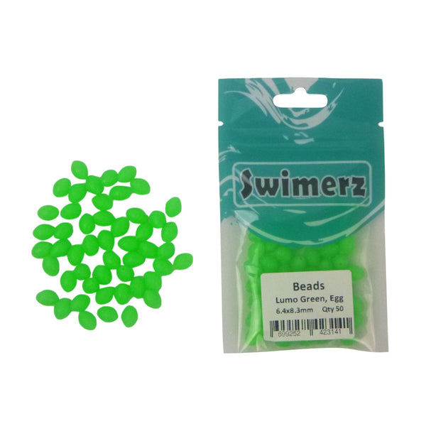 Swimerz 10X15mm Lumo Oval Beads Green 35 Pack Other Terminal Tackle