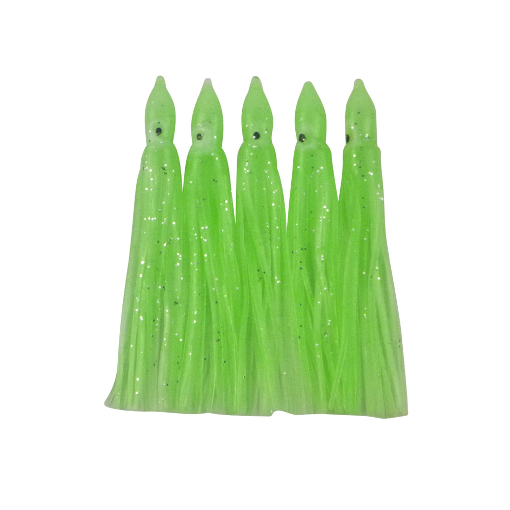 Swimerz Octopus Skirts 100Mm Lumo Green 5 Pack Baits & Lures