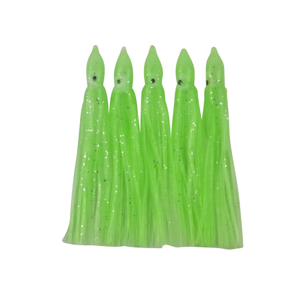 Swimerz Octopus Skirts 100Mm Lumo Green 5 Pack Baits & Lures