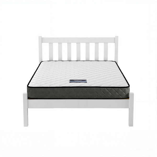 Artiss Giselle Single Bed Frame & 16Cm Mattress Set White Pine Single Bed Frames