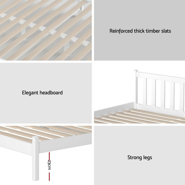Artiss Giselle Single Bed Frame & 16Cm Mattress Set White Pine Single Bed Frames