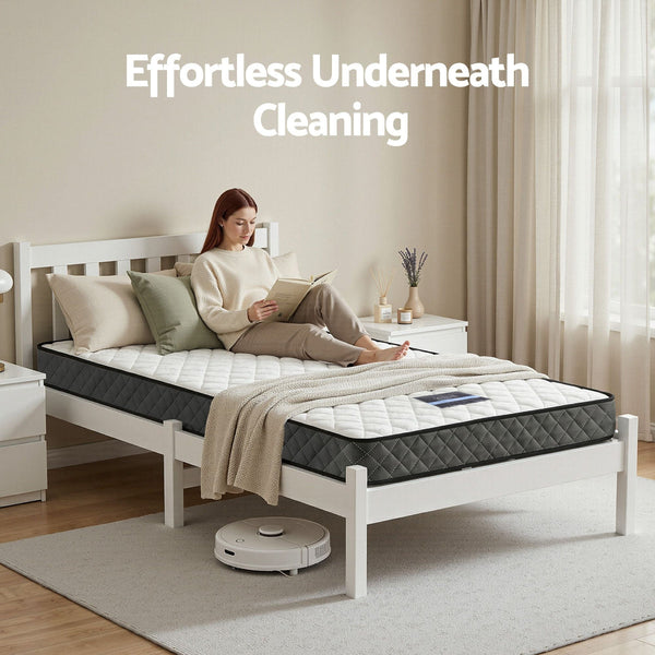 Artiss Giselle Single Bed Frame & 16Cm Mattress Set White Pine Single Bed Frames