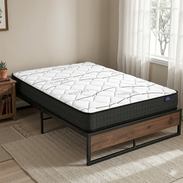 Giselle Double Mattress 16Cm & Artiss Metal Bed Frame Set Double Bed Frames