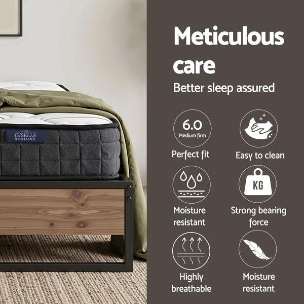 Giselle Double Mattress 16Cm & Artiss Metal Bed Frame Set Double Bed Frames