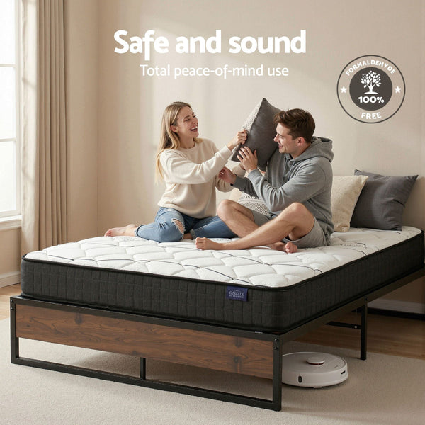 Giselle Double Mattress 16Cm & Artiss Metal Bed Frame Set Double Bed Frames