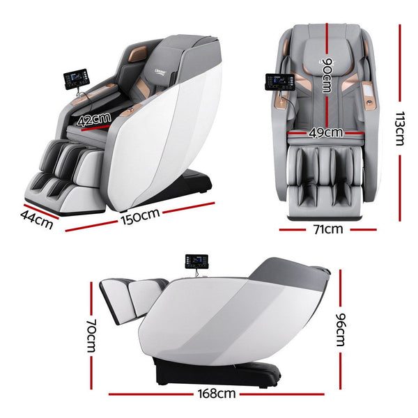 Livemor 4D Massage Chair Electric Recliner Double Core Mechanism Massager Rowa White Electric Massage Chairs