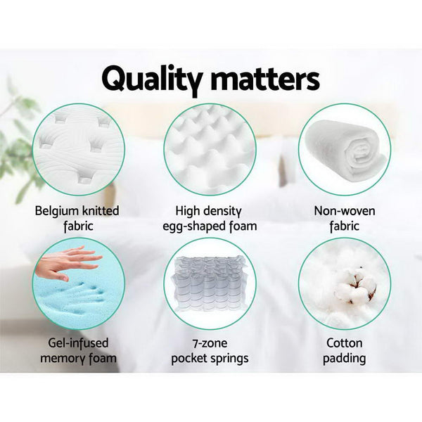 Giselle 34Cm Mattress Cool Gel Memory Foam 7 Zone Double Mattresses