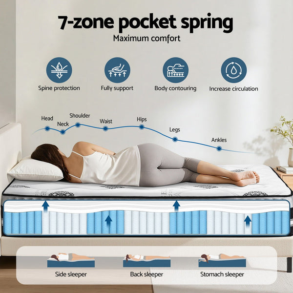 Giselle Double Mattress 35Cm In A Box Pocket Spring Gel Memory Foam Mattresses
