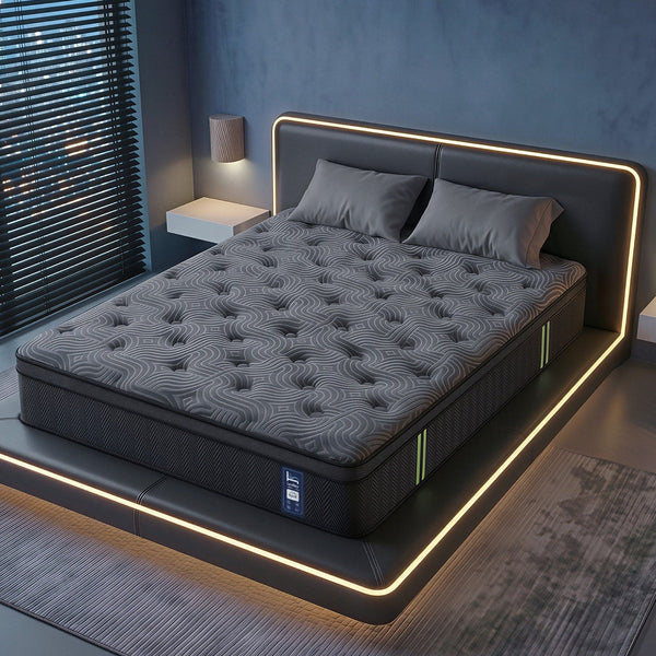 Levitex Grey Double 34Cm Hybrid Pocket Spring Mattress With Gel Memory Foam Mattresses