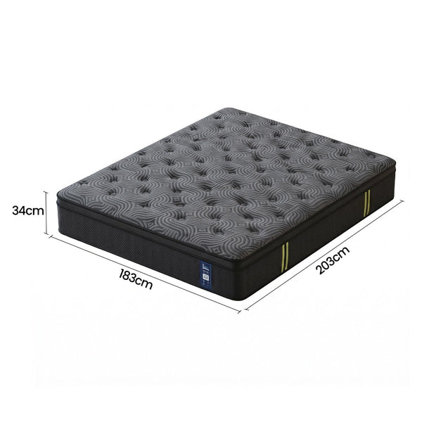 Levitex King 34Cm Hybrid Pocket Spring Mattress With Gel Memory Foam Grey Mattresses