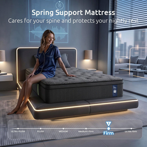 Levitex King Single 34Cm Hybrid Pocket Spring Mattress Grey Mattresses