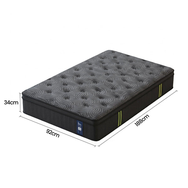 Levitex 34Cm Grey Single Hybrid Pocket Spring Mattress With Gel Memory Foam Mattresses