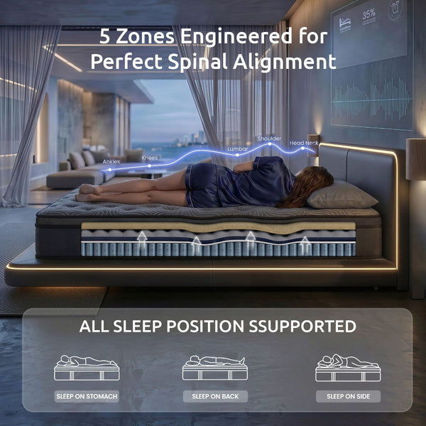 Levitex 34Cm Grey Single Hybrid Pocket Spring Mattress With Gel Memory Foam Mattresses