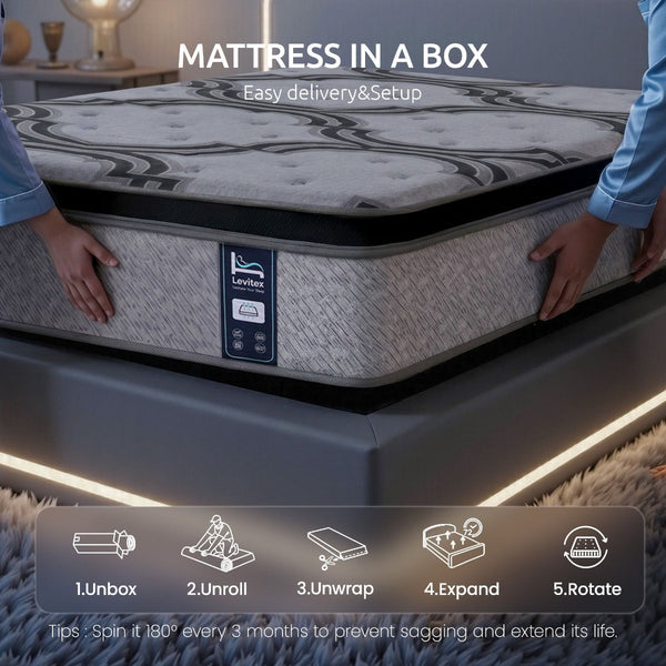 Levitex Double Mattress: 34Cm Firm Pocket Spring With Latex & Memory Foam Mattresses