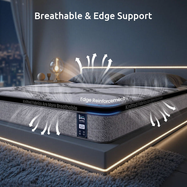 Levitex King 34Cm Pocket Spring Mattress With Latex & Memory Foam Extra Firm Mattresses