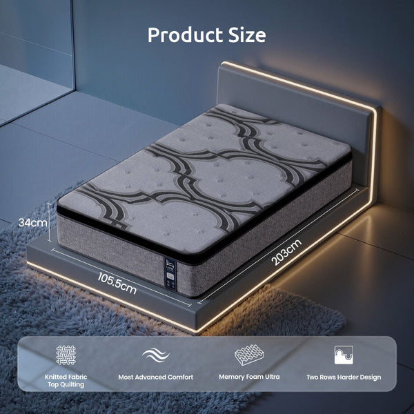 Levitex King Single 34Cm Firm Pocket Spring Latex Memory Foam Mattress Mattresses