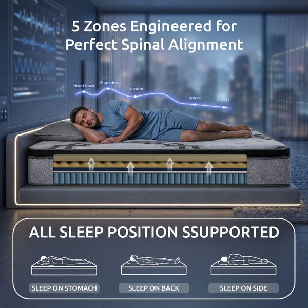 Levitex King Single 34Cm Firm Pocket Spring Latex Memory Foam Mattress Mattresses