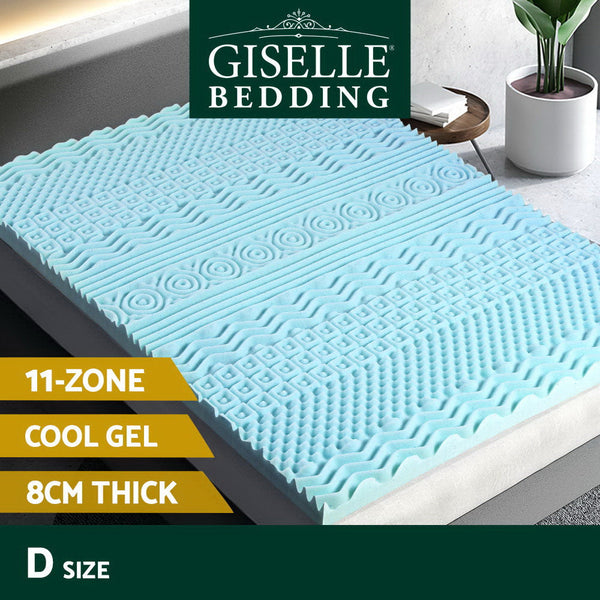 Giselle Bedding Memory Foam Mattress Topper 11 Zone 8Cm Double Mattress Toppers & Protectors