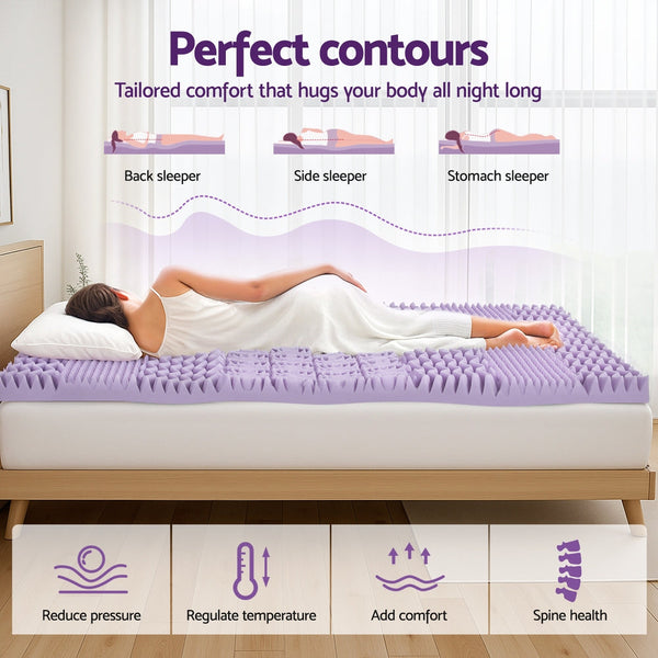 Giselle 8Cm Memory Foam Mattress Topper Lavender Infused Bamboo Cover 7 Zone Double Mattress Toppers & Protectors
