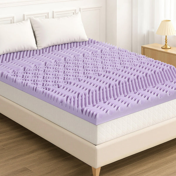 Giselle 8Cm Memory Foam Mattress Topper Lavender Infused Bamboo Cover 7 Zone Double Mattress Toppers & Protectors