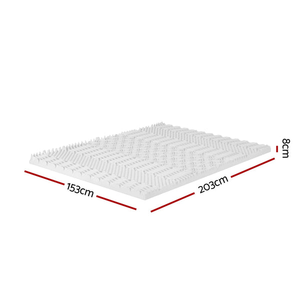 Giselle Memory Foam Mattress Topper 7 Zone Airflow Pad 8Cm Queen White Mattresses