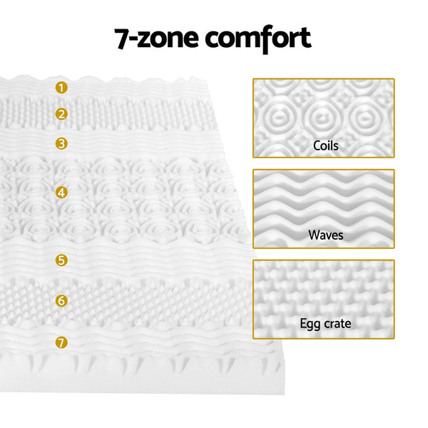 Giselle Memory Foam Mattress Topper 7 Zone Airflow Pad 8Cm Queen White Mattresses