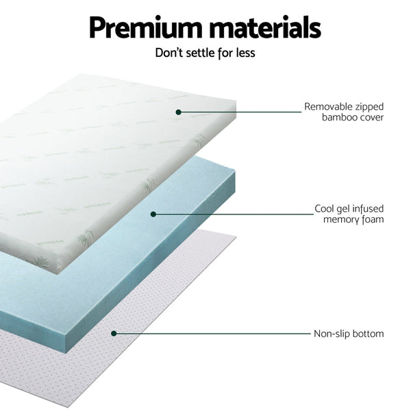Giselle Memory Foam Mattress Topper Cool Gel 5Cm King Single Mattress Toppers & Protectors