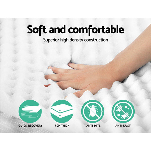 Giselle Memory Foam Mattress Topper Egg Crate 5Cm King Mattress Toppers & Protectors