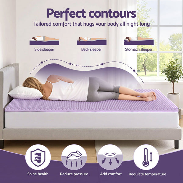 Giselle 5Cm Memory Foam Mattress Topper Lavender Infused Egg Crate Pad Mat Double Mattress Toppers & Protectors