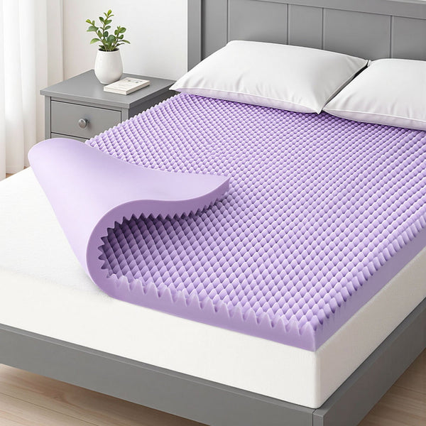 Giselle 5Cm Memory Foam Mattress Topper Lavender Infused Egg Crate Pad Mat Double Mattress Toppers & Protectors