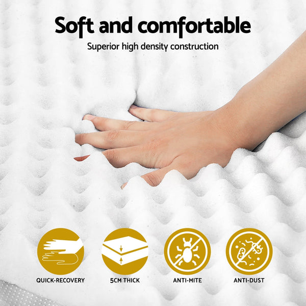 Giselle Memory Foam Mattress Topper Egg Crate 5Cm King Single Mattress Toppers & Protectors