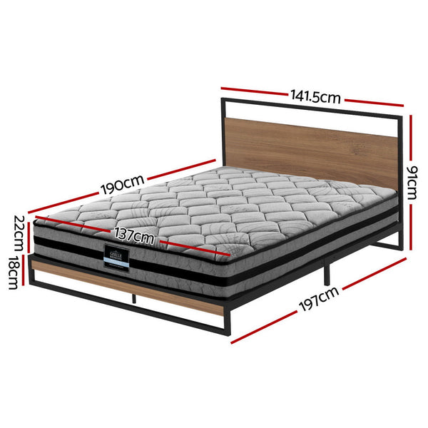 Artiss Metal Double Bed Frame With Mattress For Home And Garden Furniture Double Bed Frames